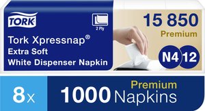 Niezwykle miękki dozownik serwetek bez nadruku dla dozownika serwetek N4 Serwetka papierowa TORK Xpressnap® 15850, 8 szt.