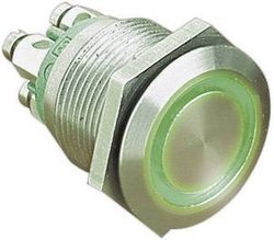 Przycisk wandaloodporny chwilowy Bulgin MPI002/TERM/GN, 1 x wył/(wł), IP66, 1 szt.