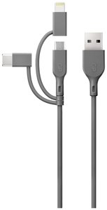 Kabel do ładowania USB GP Batteries GPCBCY1NGYUSB313, USB 2.0, Złącze męskie USB-A, Złącze męskie Lightning, Złącze męskie USB Micro-B, Złącze męskie USB-C®, 1.00 m