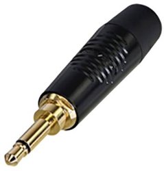 2-biegunowy wtyk jack 3,5 mm, obudowa chromowana na czarno, styki złocone Złącze męskie jack 3,5 mm Rean AV RTP2C-B RTP2C-B, złącze męskie, 1 szt.