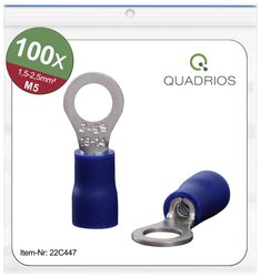 Końcówki kablowe oczkowe, zestaw 100 szt., M5, przekrój 1,5 - 2,5 mm² Quadrios 22C447 Końcówka oczkowa 1 zest.