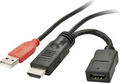 Kabel zasilania bezpośredniego HDMI LINDY LINDY HDMI M/F Stromeinspeisungsadapter 41080, 0.15 m