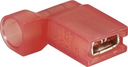 Konektor żeński kątowy, pełna izolacja PA, 4.8x0.8 mm, 0.75-1.5 mm2, czerwony