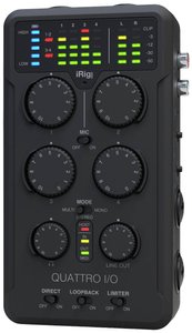 Kompaktowy interfejs audio/MIDI z 4 wejściami i 2 wyjściami dla systemów iOS, Android, MAC i PC Interfejs audio IK Multimedia iRig Pro Quattro I/O