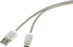 Kabel USB Renkforce, USB 2.0, Złącze męskie USB-A, Złącze męskie USB-C®, 1.00 m