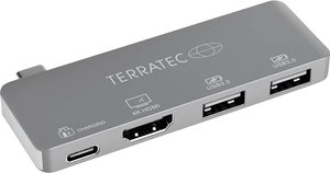 TERRATEC CONNECT C4Aluminiowy adapter USB typu C z portami USB-C PD, HDMI i 2 portami USB 3.0 Stacja dokująca USB-C® Terratec Stacja dokująca USB-C® CONNECT C4