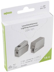 WAGO 224-101 Złącze oświetleniowe EUCHTENKLEMME, PIN: 2, 400 V, 24 A, 15 szt.