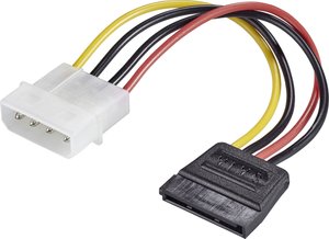 Przejściówka, adapter SATA Renkforce RF-4174632[1x złącze męskie IDE 4-pin - 1x złącze żeńskie zasilania SATA], 0.12 m