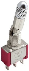 Przełącznik dźwigienkowy C & K Switches 7107L1DZQE, 1 x wł/wył/(wł), 120 V/AC, 28 V/DC, 5 A, 1 szt.