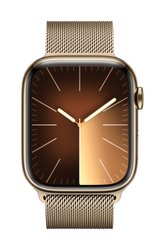 Apple Watch Series 9 GPS + Cellular Koperta 45 mm w kolorze złotym ze stali nierdzewnej ze złotą pętlą mediolańską Apple Watch Series 9 GPS + Cellular 45 mm Obudowa ze stali szlachetnej Pętla Mediolańska złoty