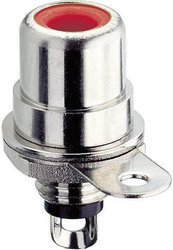 Gniazdo cinch do montażu panelowego Lumberg BTO 1, czerwone