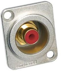 Złącze męskie RCA/Cinch Amphenol ACJD-RED, złocony, złącze żeńskie z kołnierzem, 1 szt.