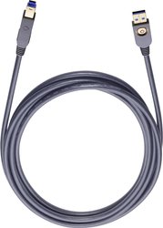 USB 3.2 Gen 1 (USB 3.0) Oehlbach 9222, [1x złącze męskie USB-A 3.2 (USB 3.0) - 1x złącze męskie USB-B 3.2 (USB 3.0)], 5.00 m, czarny