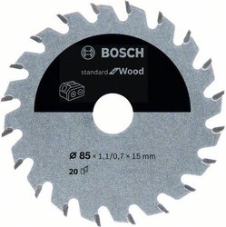 Akumulatorowa tarcza do piły tarczowej Standard for Wood, 85 x 1,1/0,7 x 15, 20 zębów Tarcza tnąca Bosch Accessories  85 x 15 mm 1 szt.