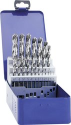 Zestaw wierteł spiralnych, 25 części DIN 338 Typ N HSS-G Zestaw wierteł krętych do metalu Exact 32004 1 zest.