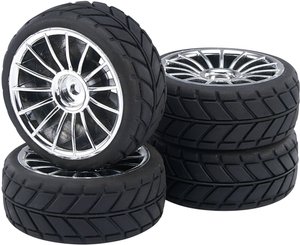 Kompletne koła Reely do modeli drogowych w skali 1:10 V-Slick 15-ramienne, srebrne Koło kompletne Reely RE-6549750 1:10 Tor srebrny 4 szt.