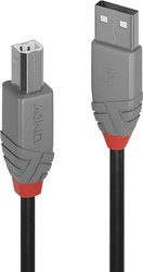 Kabel USB LINDY Anthra Line, USB 2.0, Złącze męskie USB-A, Złącze męskie USB-B, 2.00 m