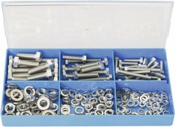 Zestaw śrub, nakrętek i podkładek ze stali nierdzewnej, 211 szt.
