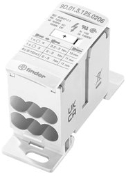 Blok przyłączeniowy szyny 125A, podłączenie i rozprowadzenie linii silnoprądowych w szafach sterowniczych i rozdzielnicach, na szynę montażową 35 mm  Dystrybutor Finder 9D.01.5.125.0206, 125 A