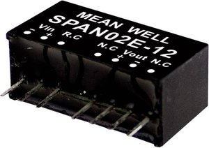 Przetwornice MEANWELL DC/DC Moduły SPAN02 serii SIP/SIL8 Obudowa Pojedyncze wyjście Współczynnik napięcia wejściowego: 2:1 Moc: sterowana 2W Moduł przetwornicy DC/DC Mean Well SPAN02B-03 SPAN02B-03, 2 W, 500 mA, 1 szt.