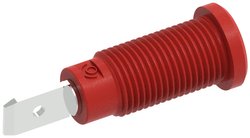Gniazdo bananowe bezpieczne Ø2mm z okrągłą nakrętką Ø10mm, płaska końcówka łącząca 4,8x9mm, kolor czerwony Electro PJP 228-2-I-CD1-R Gniazdo do zabudowy bezpieczne 1 szt.