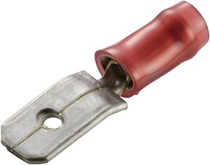 Wtyk płaski TE Connectivity 140896-2, izolacja PA, 6.3x0.8 mm, 0.5-1.5 mm2, czerwony