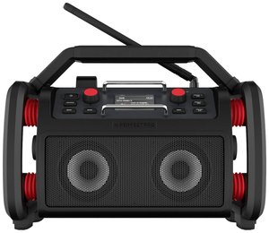 Radio na budowę PerfectPro RockPro DAB+, UKW funkcja ładowania akumulatora, ochrona przeciwbryzgowa, pyłoszczelny, wstrząsoodporny, funkcja budzika, wielokrotne ładowanie czarny