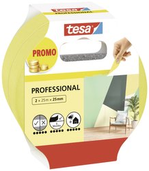 taśma malarska tesa Professional - 2x taśma malarska wykonana z cienkiego papieru washi do szczególnie precyzyjnego maskowania podczas prac malarskich - do wewnątrz i na zewnątrz - 50 mx 25 mm Taśma malarska tesa  56212-00000-02 Professional (D x S) 50 m
