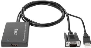 Przejściówka, adapter HDMI, USB, VGA club3D CAC-1720 CAC-1720, [2x złącze męskie VGA, złącze męskie USB - 1x złącze żeńskie HDMI]