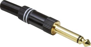 Złącze męskie jack 6,35 mm BKL Electronic 0102011, złocony, złącze męskie proste, 1 szt.