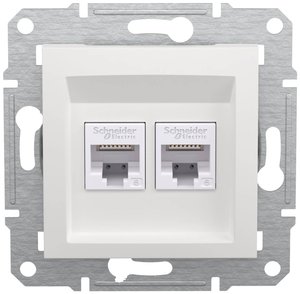 Schneider Electric, RJ45 kat. 6e UTP 2-drożny ICD UP, biały, Asfora, EPH4870121D Schneider Electric Gniazdo danych RJ45 Asfora biały (RAL 9003) EPH4870121D