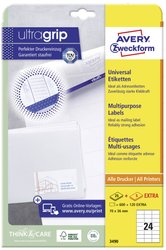 Avery-Zweckform 3490 Etykieta uniwersalna 70 x 36 mm Papier biały 720 szt. Trwały Drukarka atramentowa, Drukarka Laserowa, Drukarka Laserowa, kolorowa, Kopiarka, Drukarka z funkcją kopiowania w kolorze, Drukarka etykiet