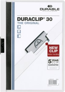 Durable Teczka z zaciskiem DURACLIP 30 - 2200 220002 DIN A4 biały Teczka z zaciskiem Durable DURACLIP 30 - 2200 220002, 1 szt.