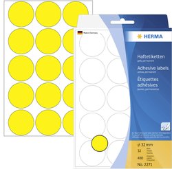 Herma 2271 Etykiety do oznaczników Ø 32 mm żółty 480 szt. Trwały Papier