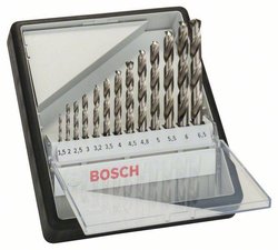 Zestaw wierteł do metalu Robust Line HSS-G, DIN 135, 135 °, 13 części, 1,5 - 6,5 mm Zestaw wierteł krętych do metalu Bosch Accessories 2607010538 1 zest.