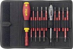 Rękojeść i wymienne slimBity płaskie, Phillips, Pozidriv, płaskie/Pozidriv, Torx® Zestaw wymiennych kling Wiha  36068 VDE
