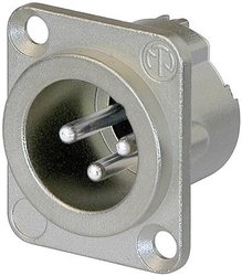 Gniazdo XLR z kołnierzem Neutrik NC3MD-LX, 3-pin, 16 A, niklowe