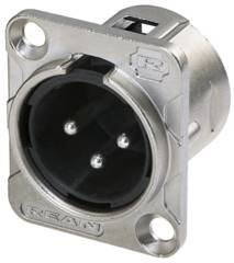 3-pinowe złącze obudowy, zaciski lutowane, obudowa niklowana, styki posrebrzane Złącze męskie XLR Rean AV RC3MDL RC3MDL, złącze męskie do wbudowania, 1 szt.