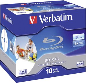 Płyta Blu-ray DL Verbatim, 50  GB, prędkość zapisu 6x, zestaw 10 szt.