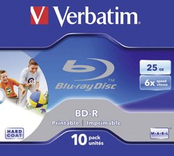 Verbatim Blu-ray BD-R SL 25 GB 6x 10 pudełek na biżuterię do nadruku Płyta Blu-ray Verbatim 43713, 25 GB, 6 x, 10 szt.