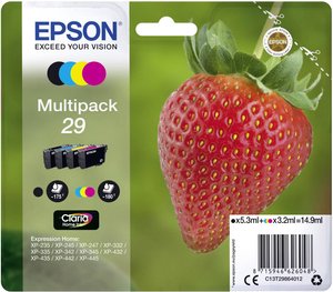 Epson atrament T2986, 29 tusz oryginalny Combi-Pack Czarny, Cyjan, Magenta, Żółty C13T29864012