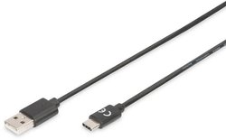 Kabel USB Digitus AK-300154-018-S, USB 2.0, Złącze męskie USB-C®, Złącze męskie USB-A, 1.80 m