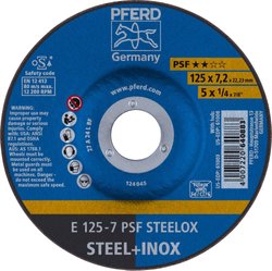 PFERD 62012640 Psf Steelox Tarcza tnąca wygięta Średnica 125 mm Średnica otworu 22.23 mm  10 szt.