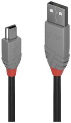 Kabel USB LINDY, USB 2.0, Złącze męskie USB-A, Złącze męskie USB Mini-B, 0.20 m