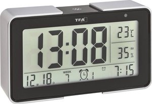 Budzik TFA Dostmann MELODY Digitaler Funk-Wecker mit verschiedenen Wecktönen 60.2540.01, czarny, srebrny
