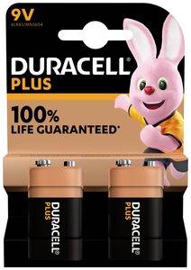 Bateria 9 V Duracell Plus-9V B2, alkaliczno-manganowe, 2 szt.