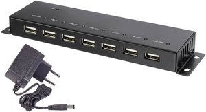Hub USB 2.0 Renkforce RF-4791678 7 Portów metalowa obudowa, montaż ścienny czarny