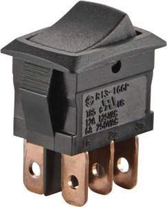 Przełącznik TRU COMPONENTS 1587819, 250 V/AC, 6 A, 2 x wł/wł, zatrzask, 1 szt.