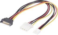 Kabel Y Renkforce RF-4536476 [1x złącze męskie zasilające SATA - 1x złącze żeńskie IDE 4-pin, złącze męskie floppy 4-pin] 0.20 m