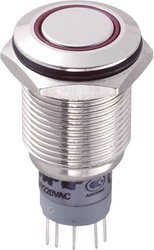 Przełącznik wciskany, wandaloodporny zatrzask TRU COMPONENTS LAS2GQF-22ZE/R/12V/N/P, 2 x wł/wł, 1 szt.